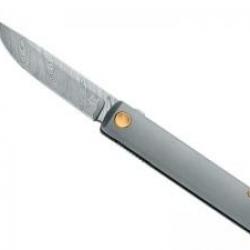 Couteau Fox CHNOPS lame acier damas inox DS93X avec front flipper +cran intérieur +manche titanium