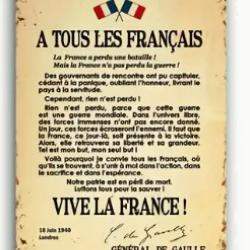 Plaque métal appel du général De Gaulle