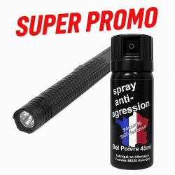 Pack Autodéfense Ultra-Puissant : Shocker 10 Millions Volts + Spray Gel Poivre