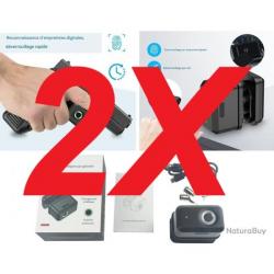 Lot de 2 verrous de pontet biométriques avec 2 clés de secours chacun - Sécurité maximale pour vos a