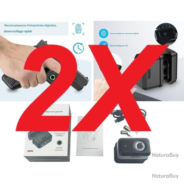 Lot de 2 verrous de pontet biomtriques avec 2 cls de secours chacun - Scurit maximale pour vos a