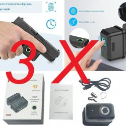 Lot de 3 verrous de pontet biométriques avec clés de secours - Sécurité maximale pour vos armes