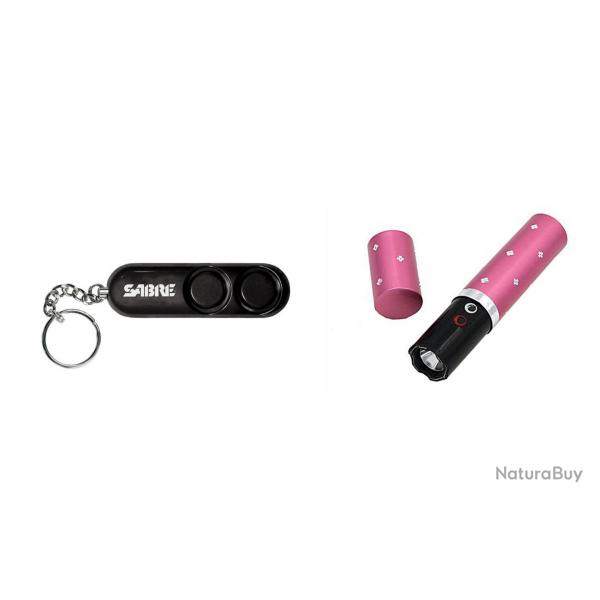 Arme de Dfense Femme - Shocker Rouge  Lvres + Alerte Sonore Intgre