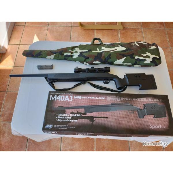 Vends rplique Airsoft 6mm BB Spring peu servie. Appui joue ajustable.Canon mtal.Hop Up ajustable.