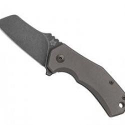 Couteau Fox ITALICUS lame sheepfoot acier M390 Bohler finition blackwash +étui +manche titanium noir