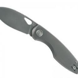 Couteau Fox CHILIN lame à trou acier inox M398 Bohler finition « stonewashed » + manche titanium