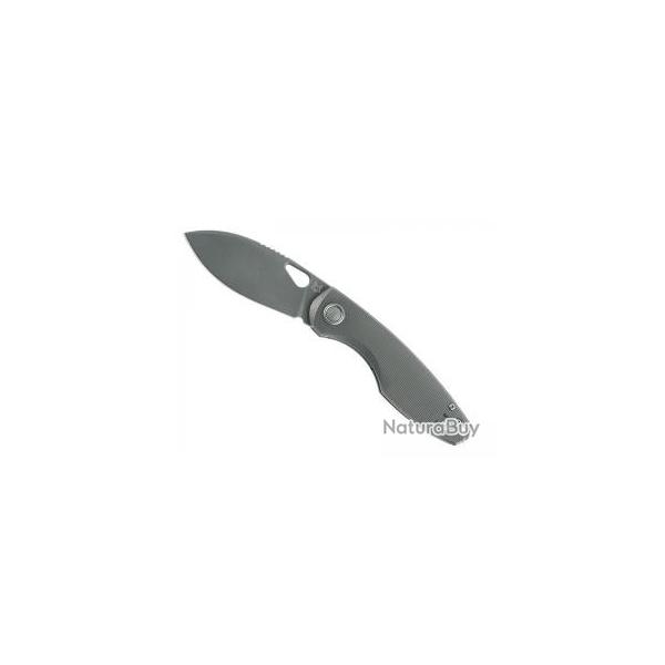 Couteau Fox CHILIN lame  trou acier inox M398 Bohler finition  stonewashed  + manche titanium