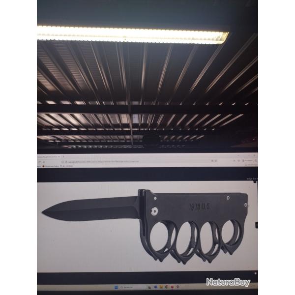 Couteau poing amricain noir marquage 1918 us liner lock
