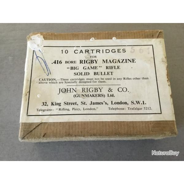 Superbe boite d'poque cartouches 416 RIGBY N1