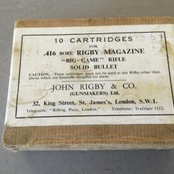 Superbe boite d'époque cartouches 416 RIGBY N°2