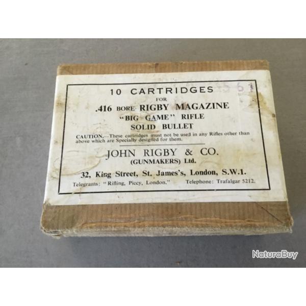 Superbe boite d'poque cartouches 416 RIGBY N2