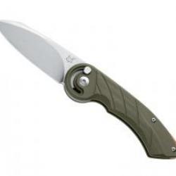 Couteau Fox RADIUS VERT lame acier N690Co finition « stonewashed » +pochette