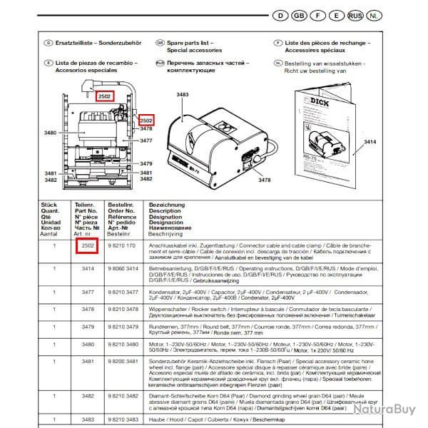 9 8209 2534 Cble de branchement Dick RS-75/ RS-150