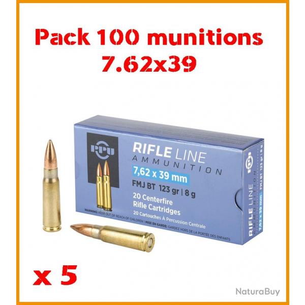 100 Cartouches Partizan Cal. 7.6239 123gr. FMJ BT 