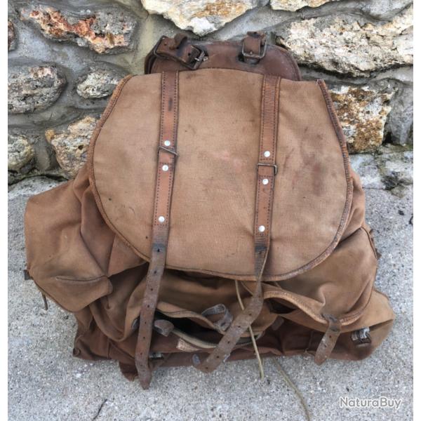 Grand SAC A DOS LAFUMA SCOUT MONTAGNE EN TOILE VINTAGE ANNEES 50/60