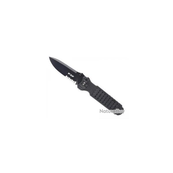 Couteau Fox PREDATOR II-2F lame noire semi-dente acier N690Co