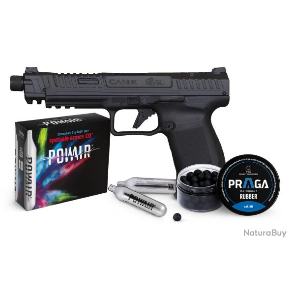 PACK pistolet  balles caoutchouc CANIK RIVAL cal. 50 / 18 Joules