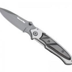 Couteau BlackFox lame acier 440 revêtement titanium à cran intérieur et à bouton double