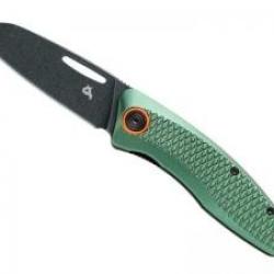 Couteau BlackFox FERESA VERT lame pied de mouton à trou acier D2 finition « blackwash »