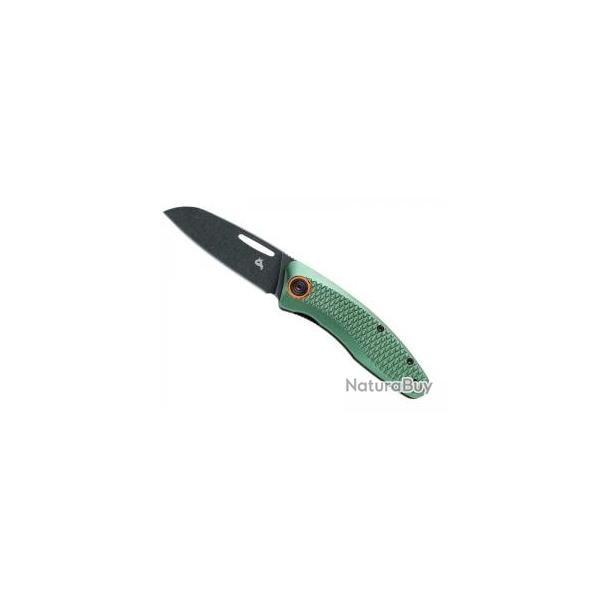 Couteau BlackFox FERESA VERT lame pied de mouton  trou acier D2 finition  blackwash 