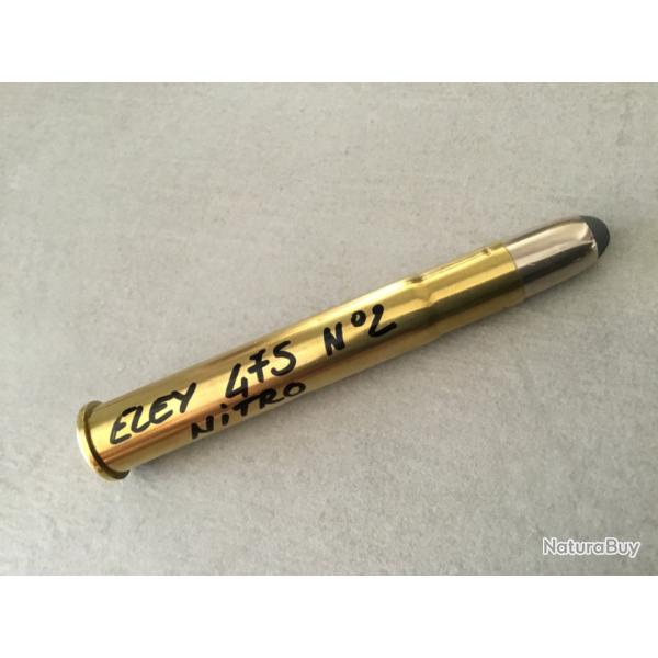 Superbe cartouche de collection ELEY 475 N2 NITRO 3*1/2 ogive CUPRONICKEL 1/2 blinde