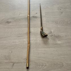 Rare canne épée en argent et pierre