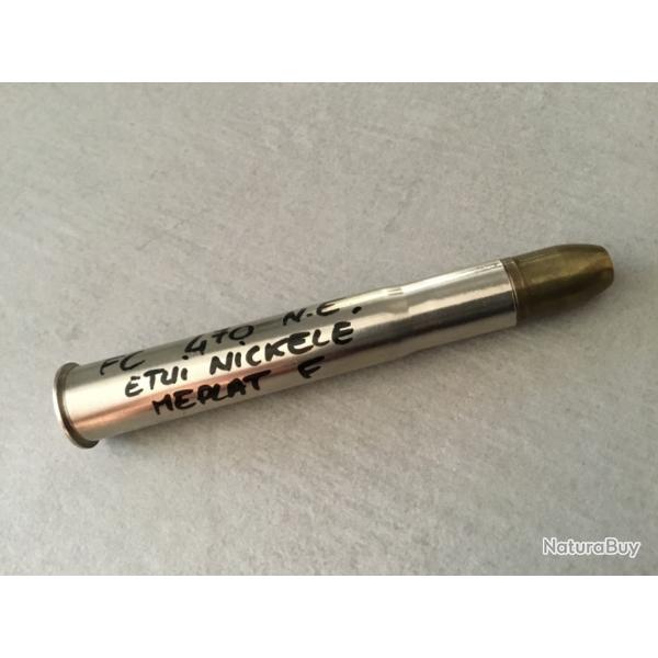 Superbe cartouche de collection FC 470  NITRO EXPRESS ETUI NICKEL MPLAT F