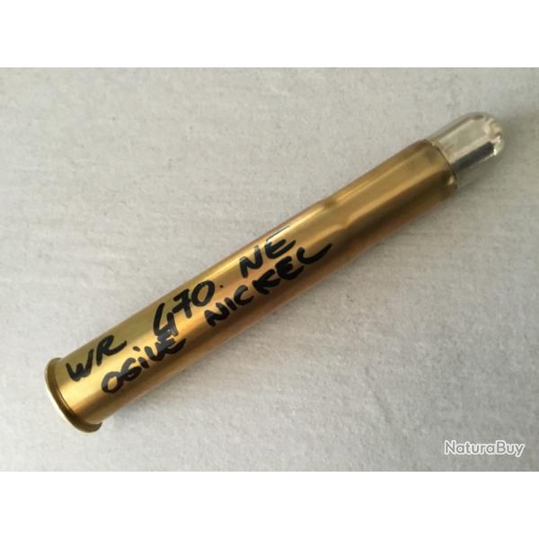 Superbe cartouche de collection WR 470 NITRO EXPRESS OGIVE NICKEL