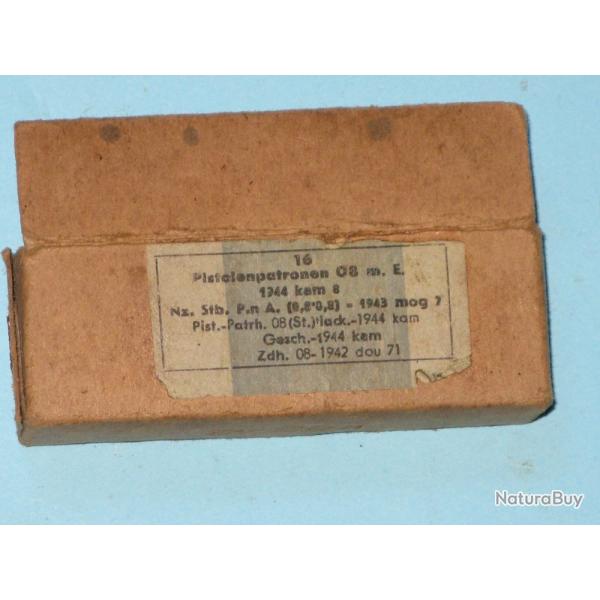 2me GM : bote de cartouches de 9 mm parabellum allemande (P08, P38, MP 28, MP40).