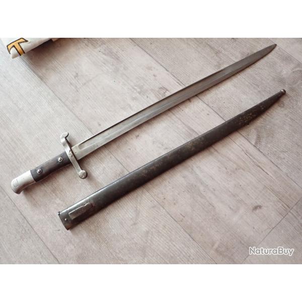 Baionnette pour fusil Guedes 1885 portugais ou Kropatschet 1886 (et Mauser Gewehr 88 ?)