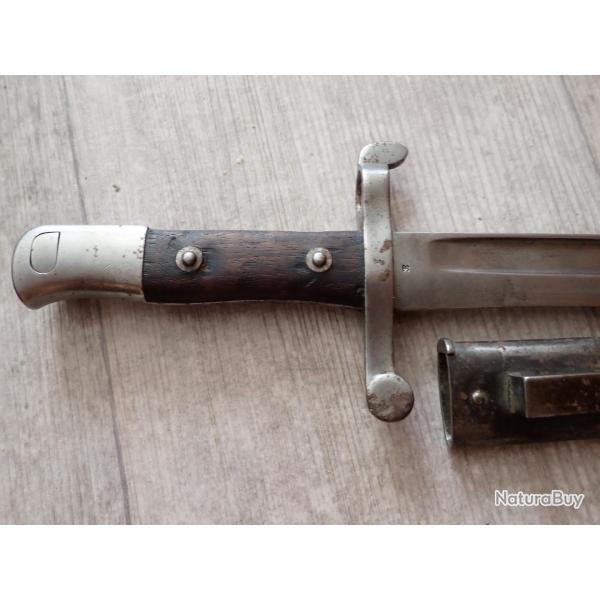 Baionnette pour fusil Guedes 1885 portugais ou Kropatschet 1886 (et Mauser Gewehr 88 ?)