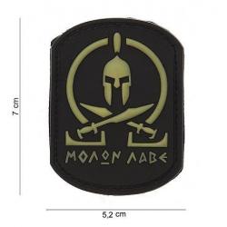 Patch 3D PVC Molon Labe Spartan Blanc & Noir (101 Inc) Noir
