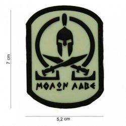Patch 3D PVC Molon Labe Spartan Blanc & Noir (101 Inc) Blanc