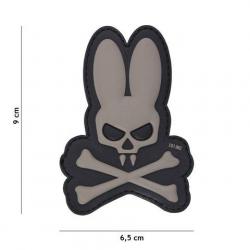 Patch 3D PVC Skull Bunny (101 Inc) Gris