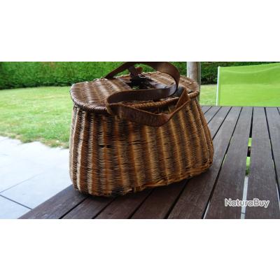 Ancien Panier De Pêche En Osier Tressé - Fabrication Française - Eau Douce - Marron