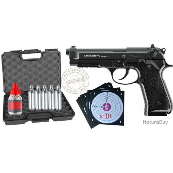 Pack pistolet 4,5 mm BB CO2 UMAREX - BERETTA Mod. 92 A1 Blowback Full automatique (1,35 joules)