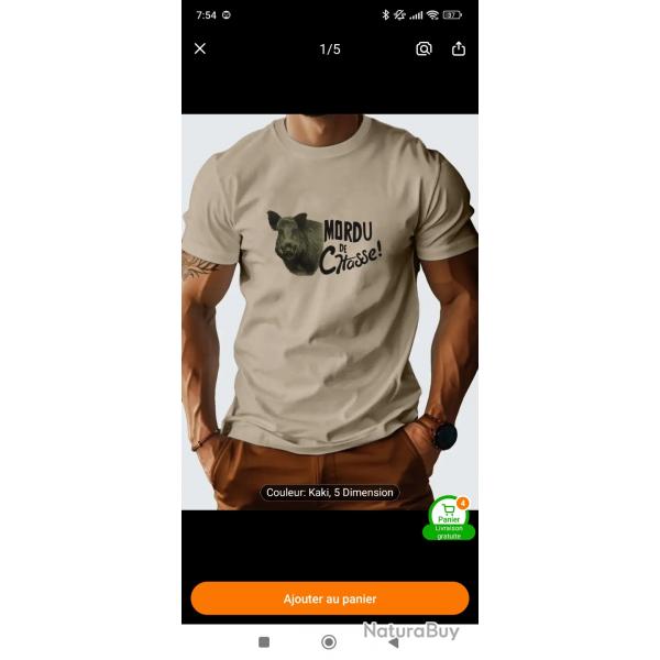 T shirt mordu de Chasse
