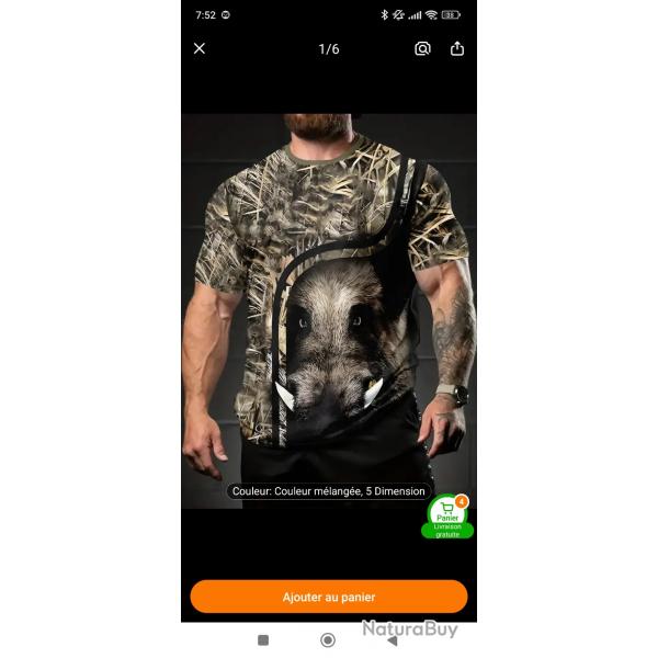 T shirt chasse sanglier