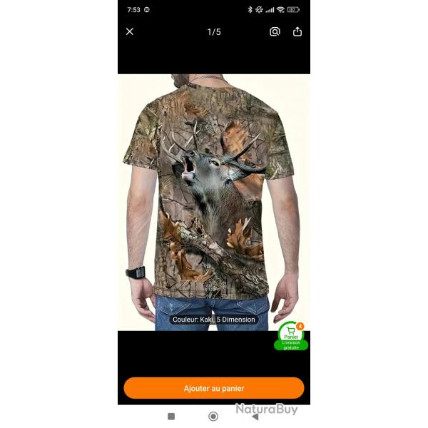 T shirt chasse Cerf