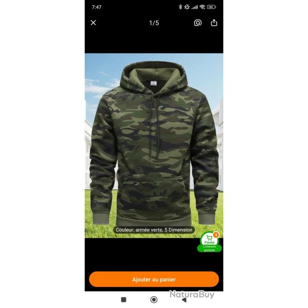 Sweat chasse camouflage