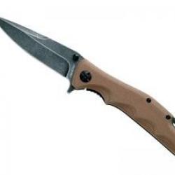 Couteau FoxEdge MANDATORY FUN BRUN lame acier 8Cr13MoV revêtement PVD finition « blackwash »