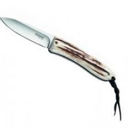 Couteau Lionsteel OPERA lame acier D2 satiné à cran +étui +manche cerf véritable