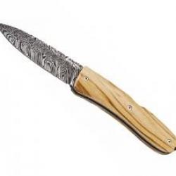 Couteau Lionsteel OPERA lame acier damas inox à cran +coffret +manche olivier