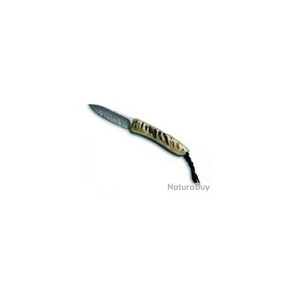 Couteau Lionsteel OPERA lame acier damas inox  cran +coffret +manche corne de blier