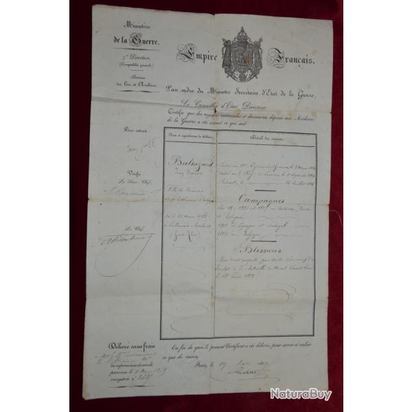 CAVALERIE 1 EMPIRE (NAPOLEON)-22 CHASSEURS -3 LANCIERS-ETAT SERVICE & BLESSURE-SECOND EMPIRE