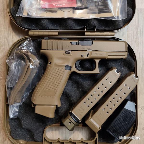 Pistolet semi-automatique GLOCK modle 19X TAN - Mallette, 3 chargeurs (Occasion excellent tat)