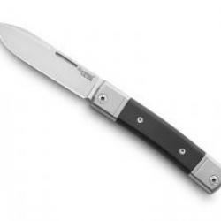 Couteau Lionsteel BESTMAN lame drop-point acier M390 Bohler satiné +manche ébène