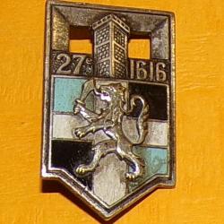 27° Régiment d'Infanterie, 1616, émail, dos guilloché, Drago en bas , écu à une tour en chef et une
