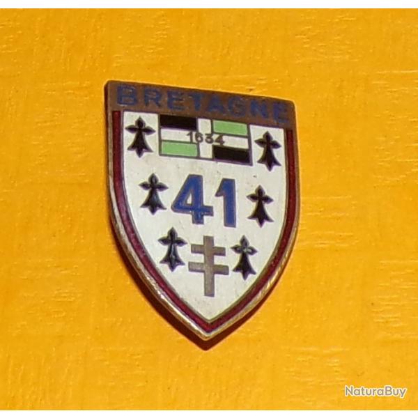 41 R.I, BRETAGNE 1634, mail, fond blanc, bolro lisse , cu blanc  hermines bordure rouge 41 bleu