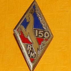 150° Régiment d'Infanterie Motorisé, émail , losange bleu rouge chevreuil blanc marron branche de la